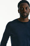 Maglia in cotone e seta blu uomo Kangra - 5