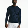 Maglia in cotone e seta blu uomo Kangra - 6