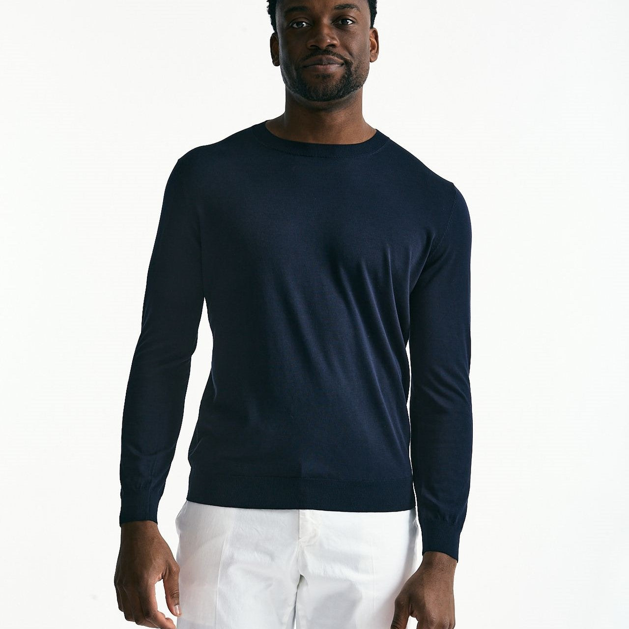 Maglia in cotone e seta blu uomo Kangra - 6