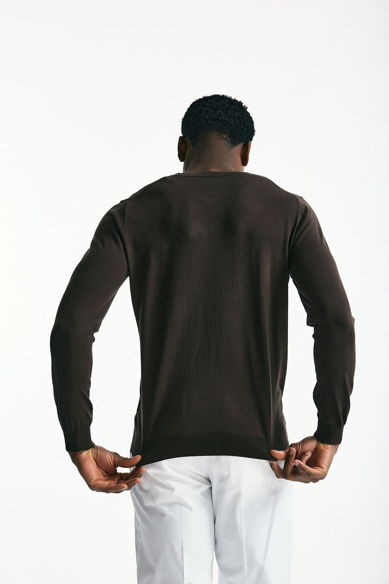 Maglia in cotone e seta marrone uomo Kangra - 1