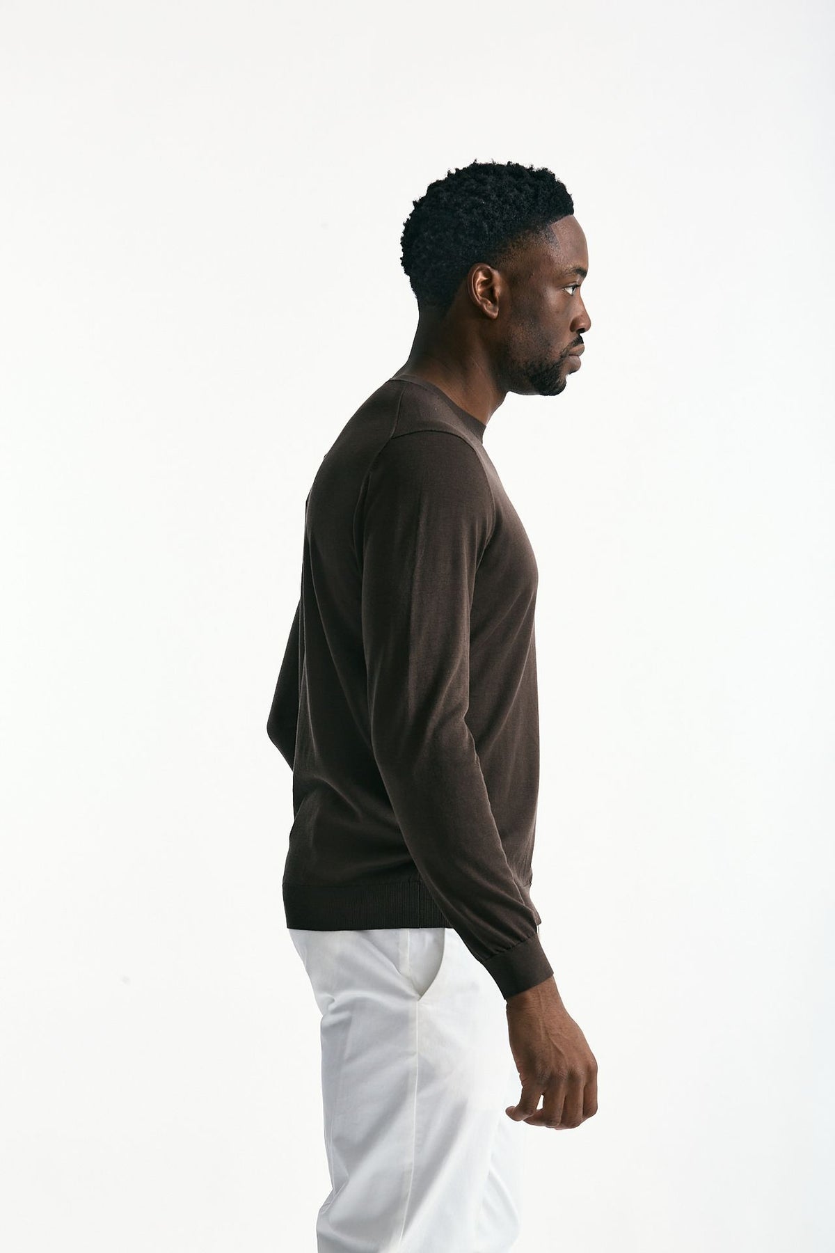 Maglia in cotone e seta marrone uomo Kangra - 4