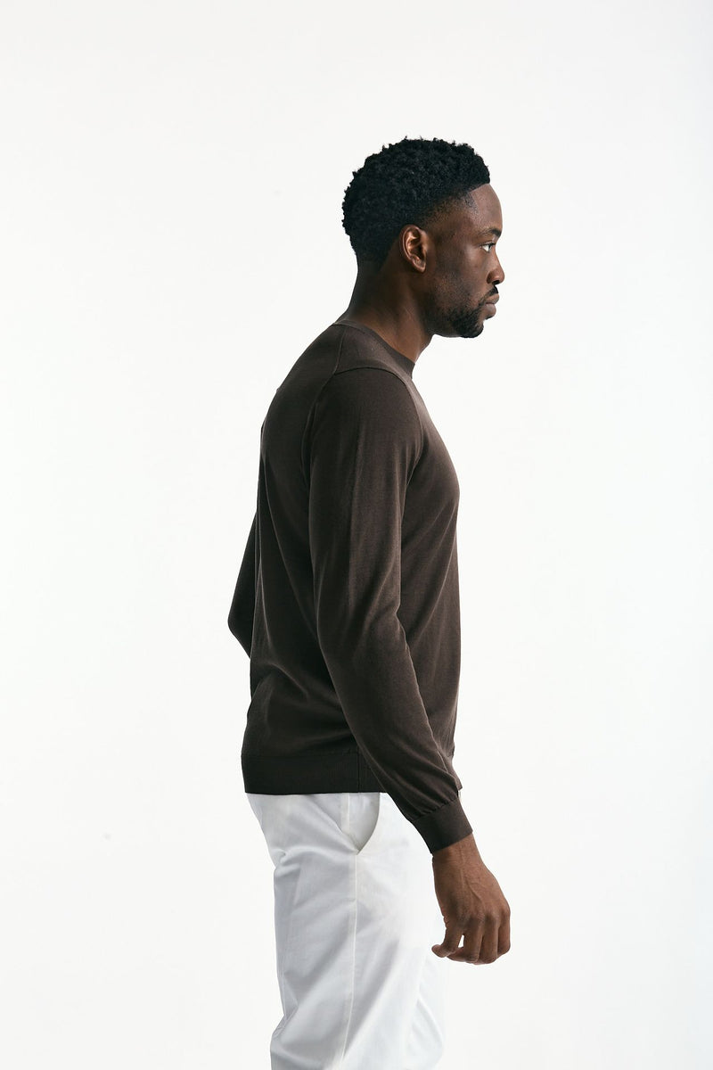 Maglia in cotone e seta marrone uomo Kangra - 4