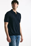 Polo in seta e cotone blu uomo Kangra - 2