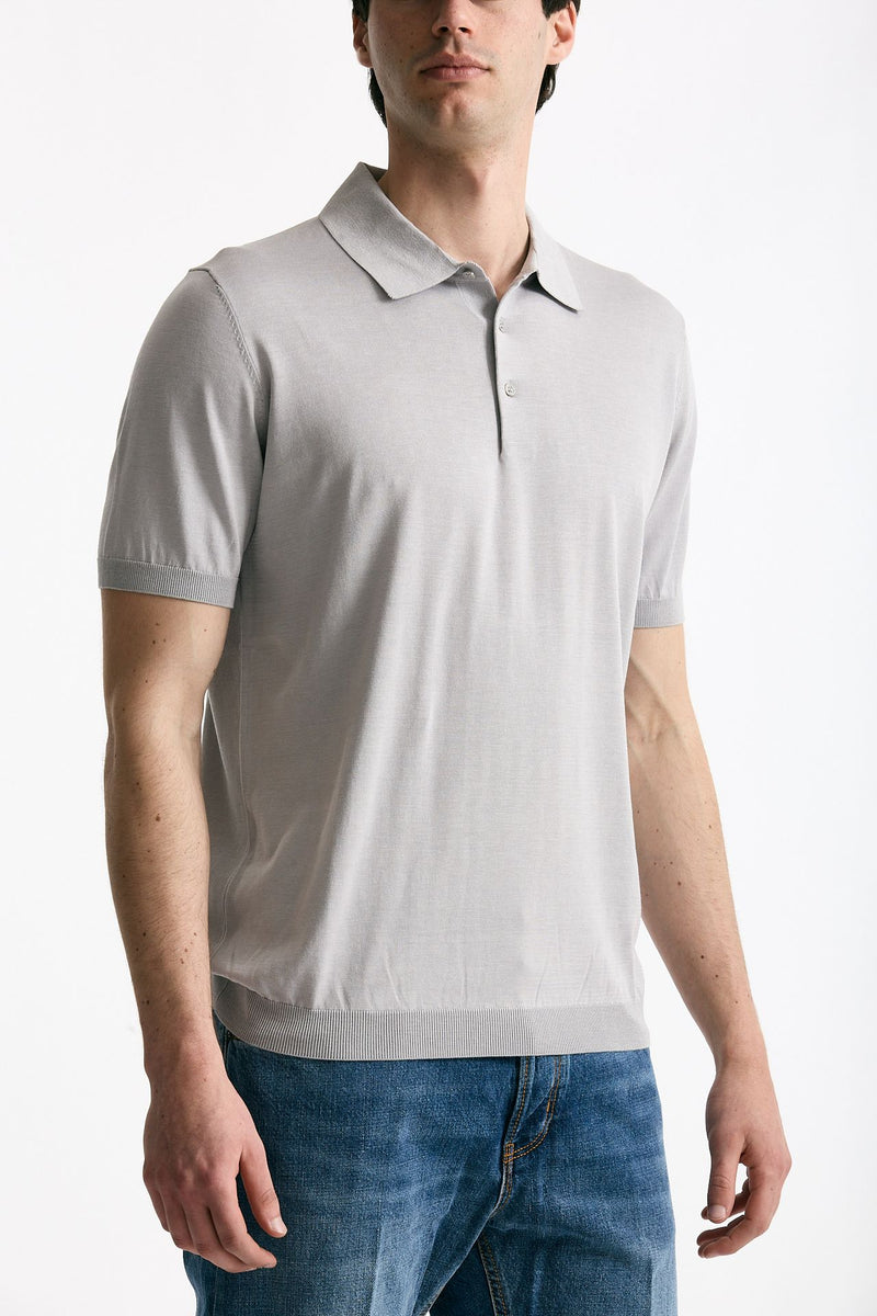 Polo in seta e cotone grigio uomo Kangra - 1