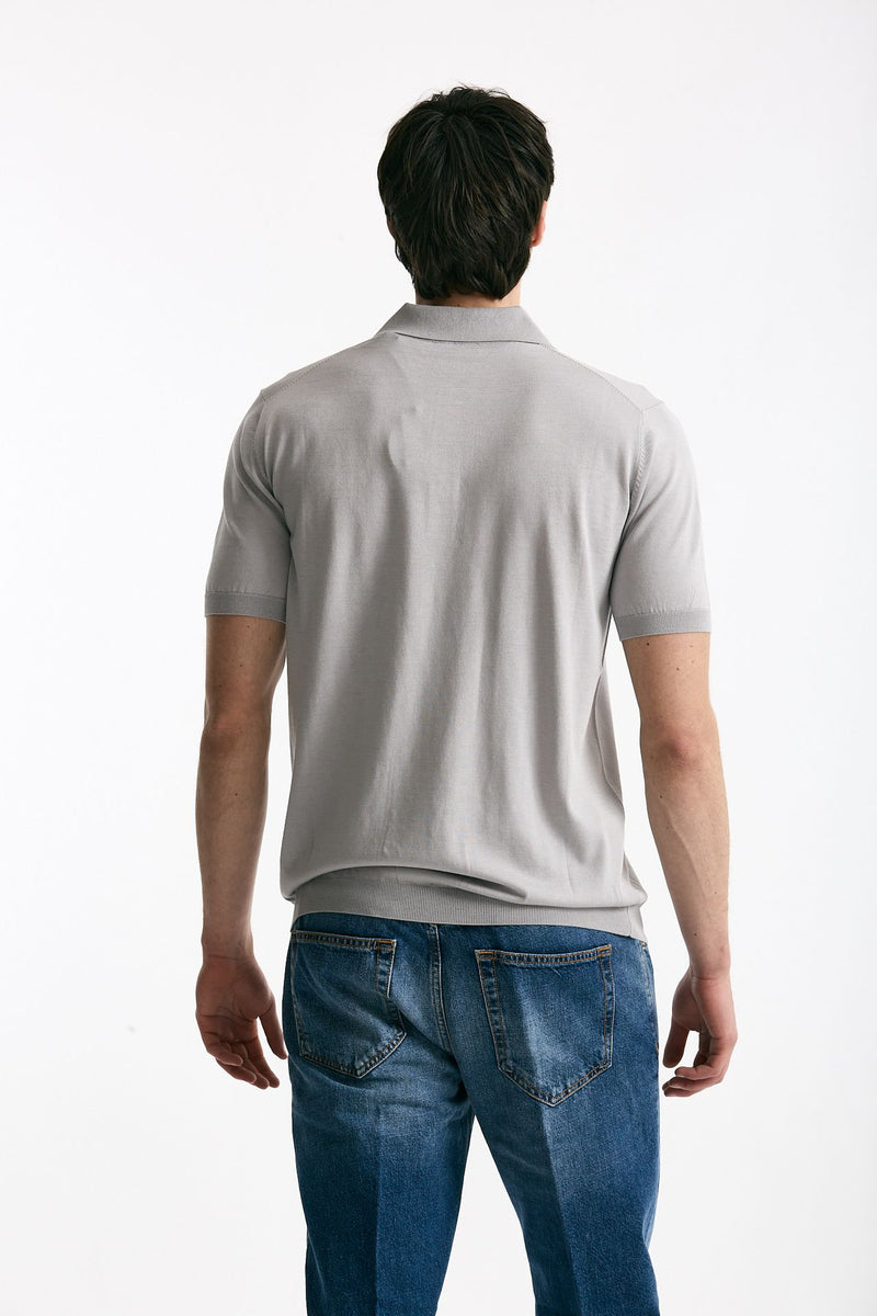 Polo in seta e cotone grigio uomo Kangra - 4