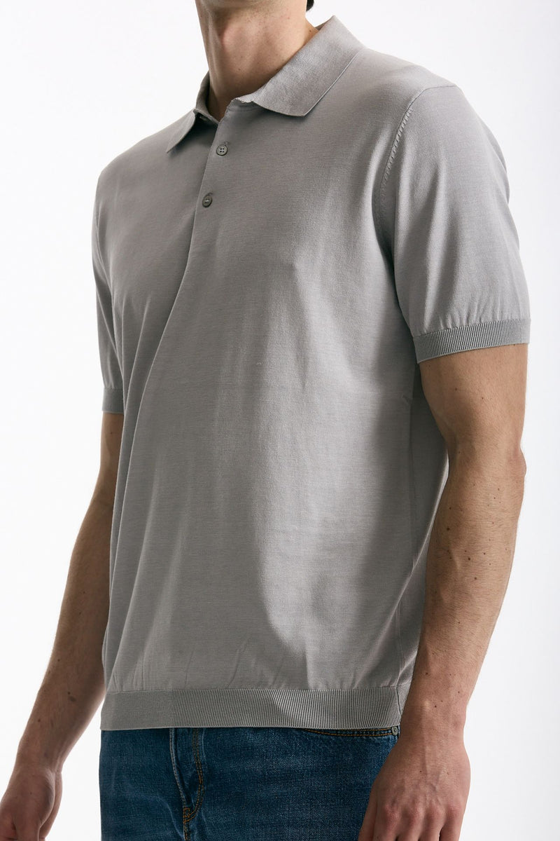 Polo in seta e cotone grigio uomo Kangra - 2