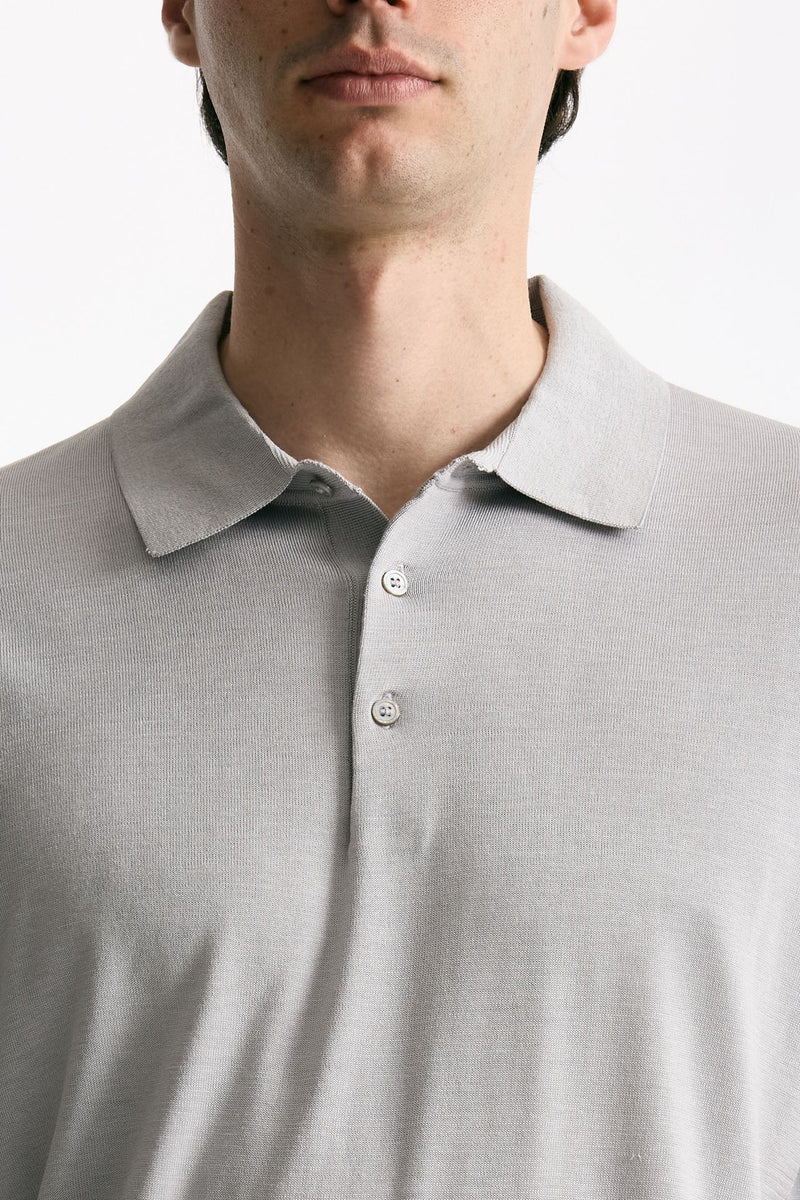 Polo in seta e cotone grigio uomo Kangra - 5