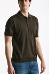 Polo in seta e cotone marrone uomo Kangra - 2