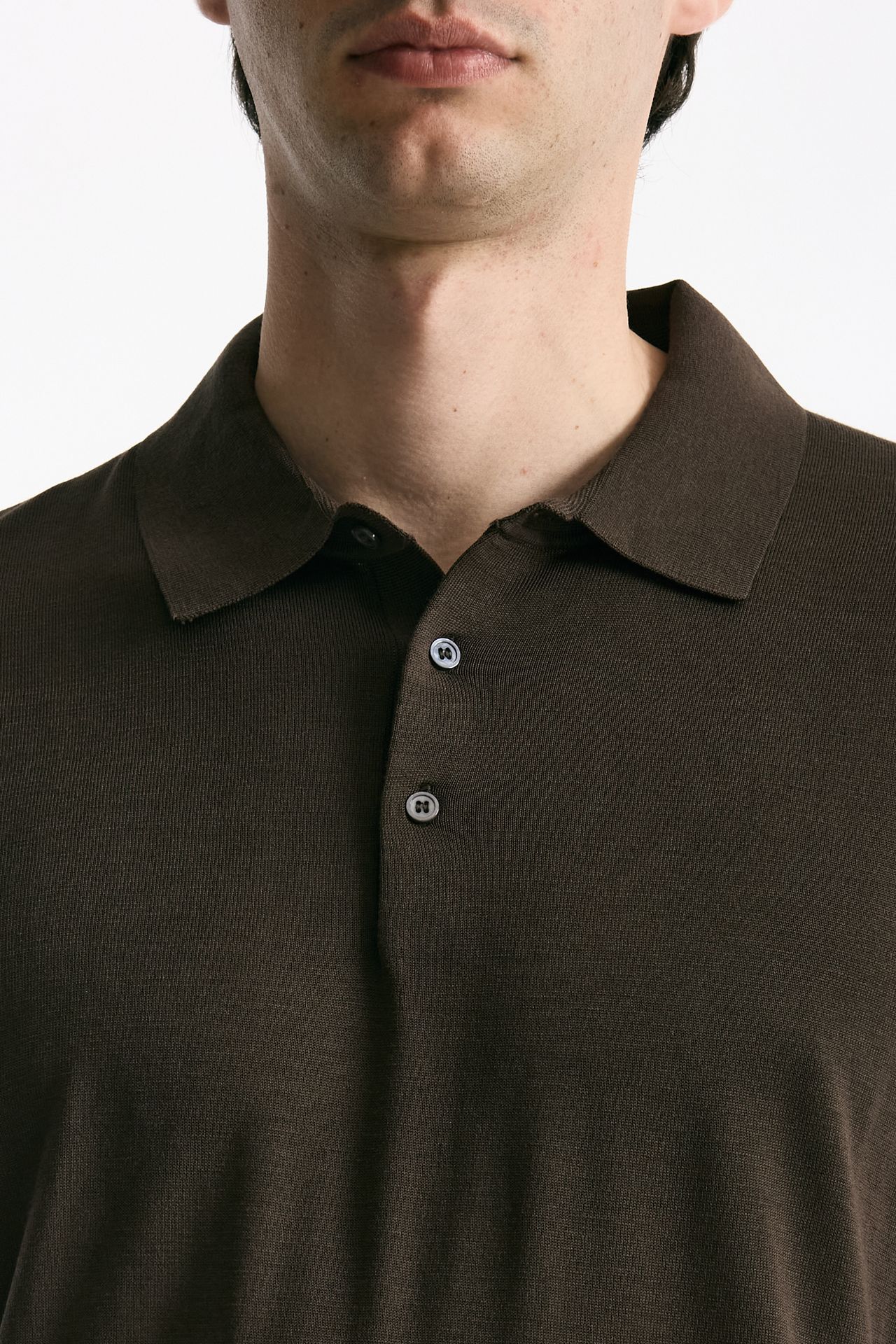 Polo in seta e cotone marrone uomo Kangra - 5