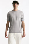 T shirt in seta e cotone grigio chiaro uomo Kangra - 2