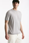T shirt in seta e cotone grigio chiaro uomo Kangra - 1