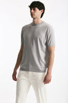 T shirt in seta e cotone grigio chiaro uomo Kangra - 4
