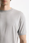 T shirt in seta e cotone grigio chiaro uomo Kangra - 5