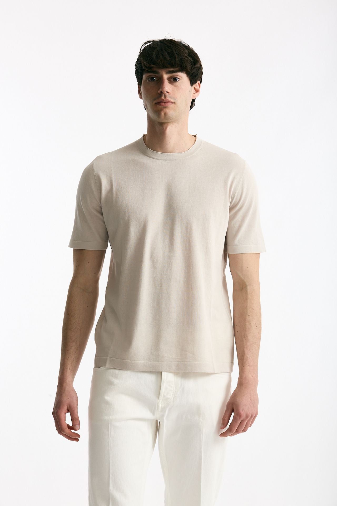 T shirt in cotone beige chiaro uomo Kangra - 1