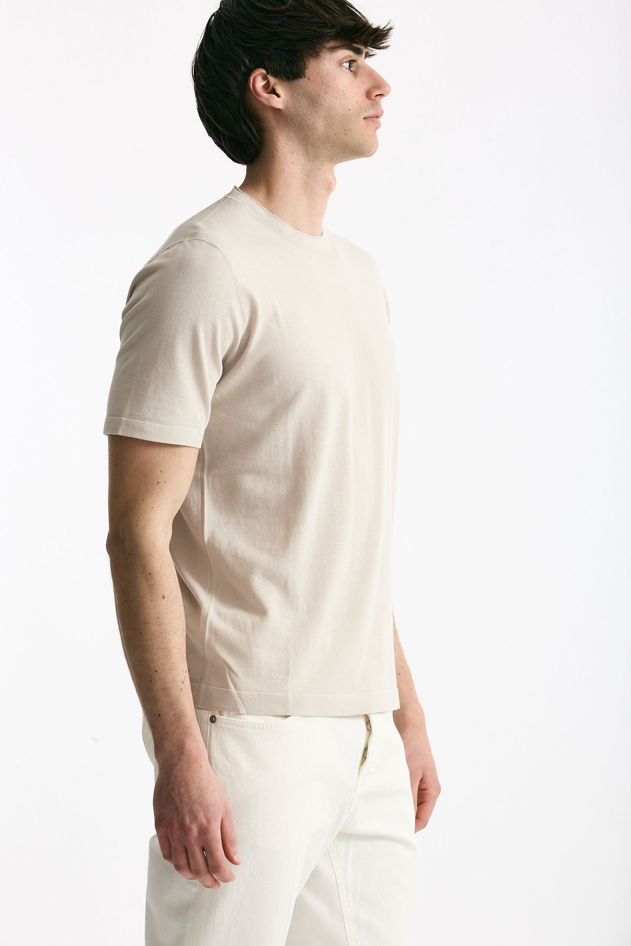 T shirt in cotone beige chiaro uomo Kangra - 2