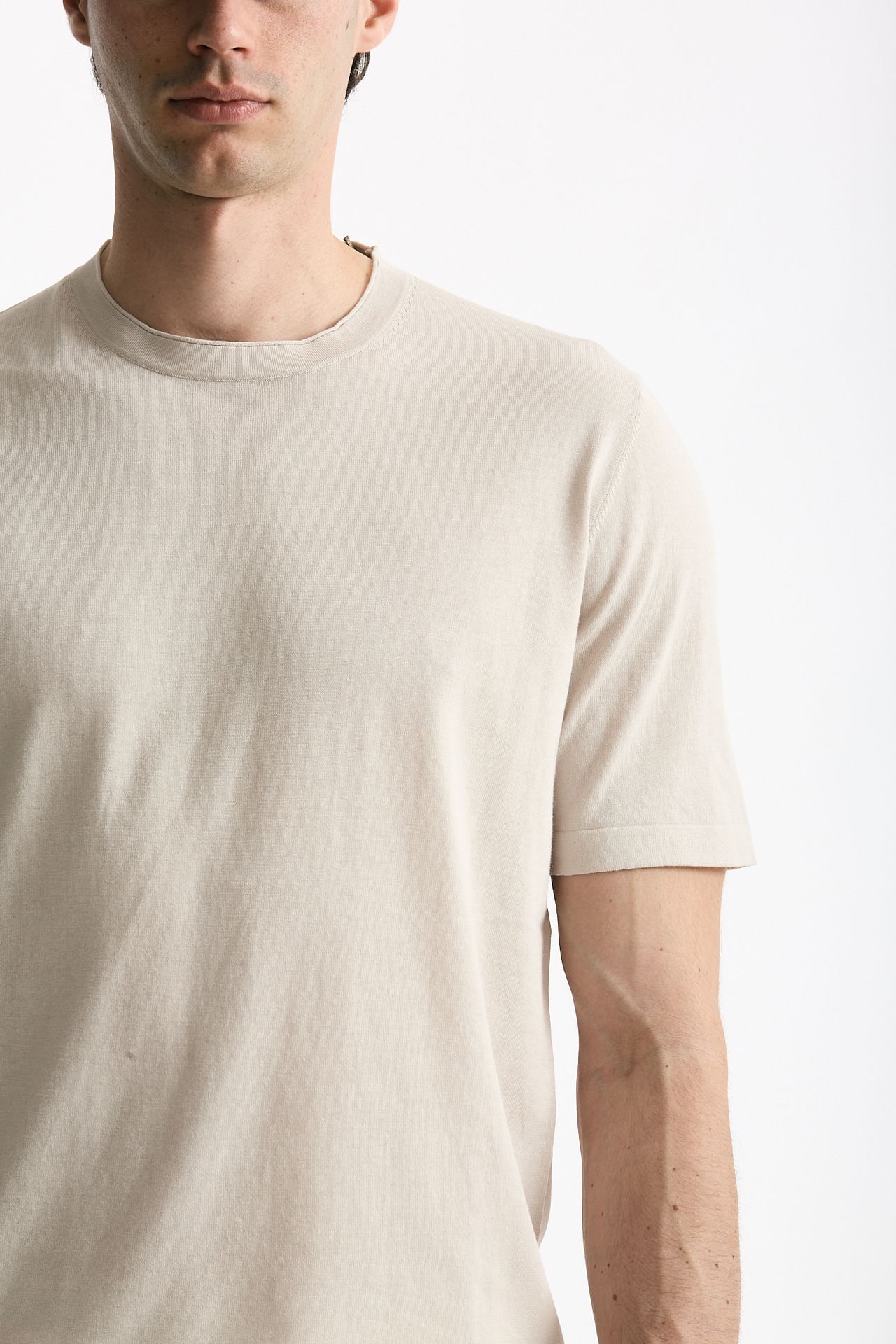 T shirt in cotone beige chiaro uomo Kangra - 5
