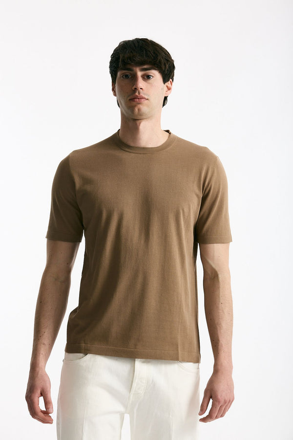 T shirt in cotone cammello uomo Kangra