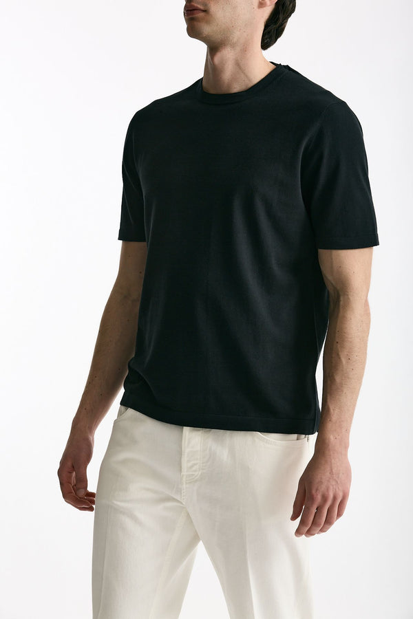 T shirt in cotone nero uomo Kangra
