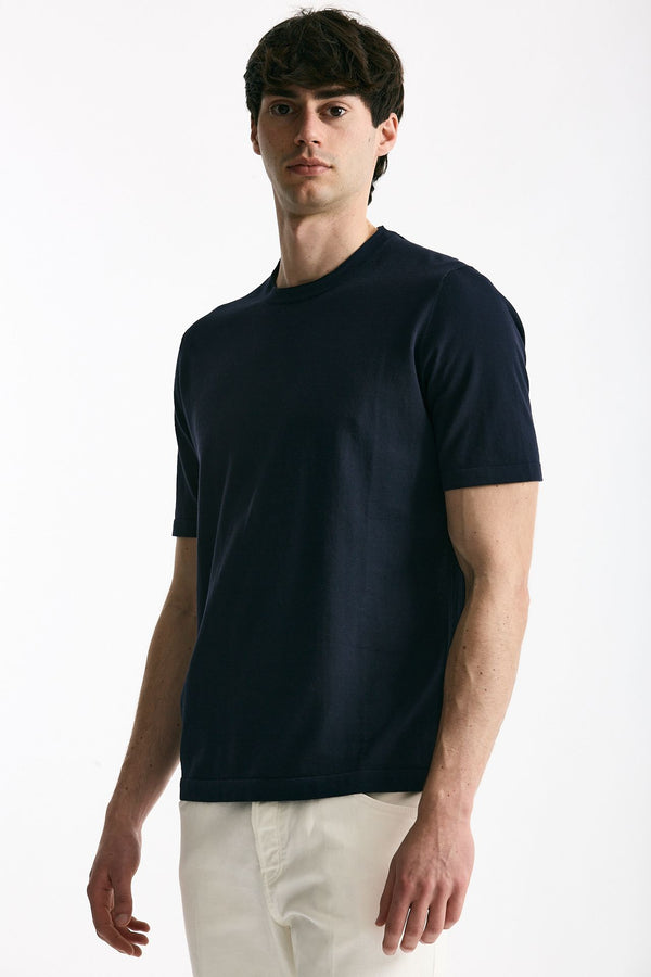 T shirt in cotone blu uomo Kangra