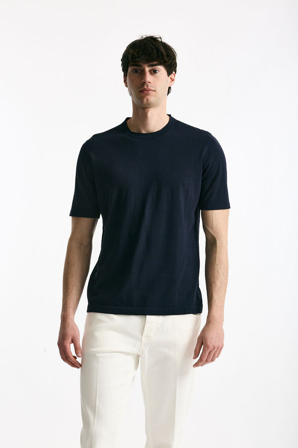 T shirt in cotone blu uomo Kangra