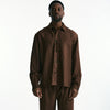 Camicia in viscosa e lino marrone uomo Laneus - 9