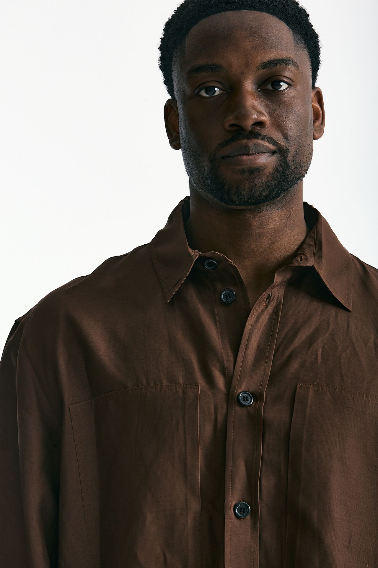 Camicia in viscosa e lino marrone uomo Laneus - 8