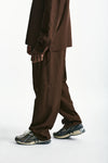 Pantalone in viscosa e lino marrone uomo Laneus - 1