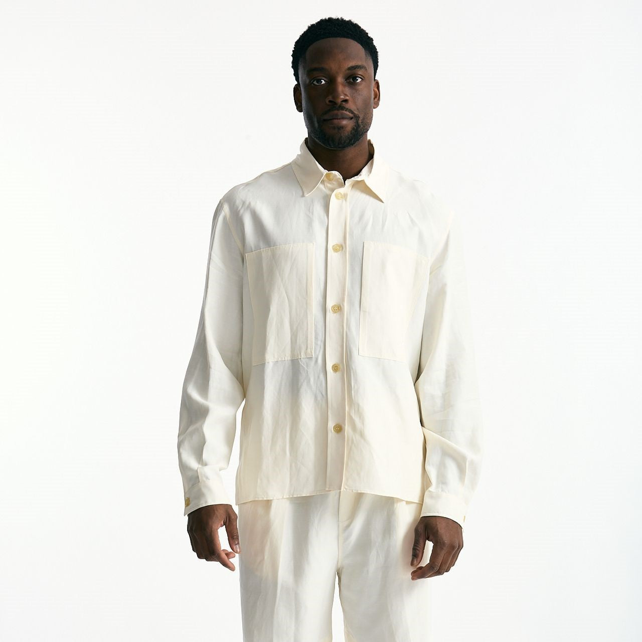 Camicia in viscosa e lino panna uomo Laneus - 8