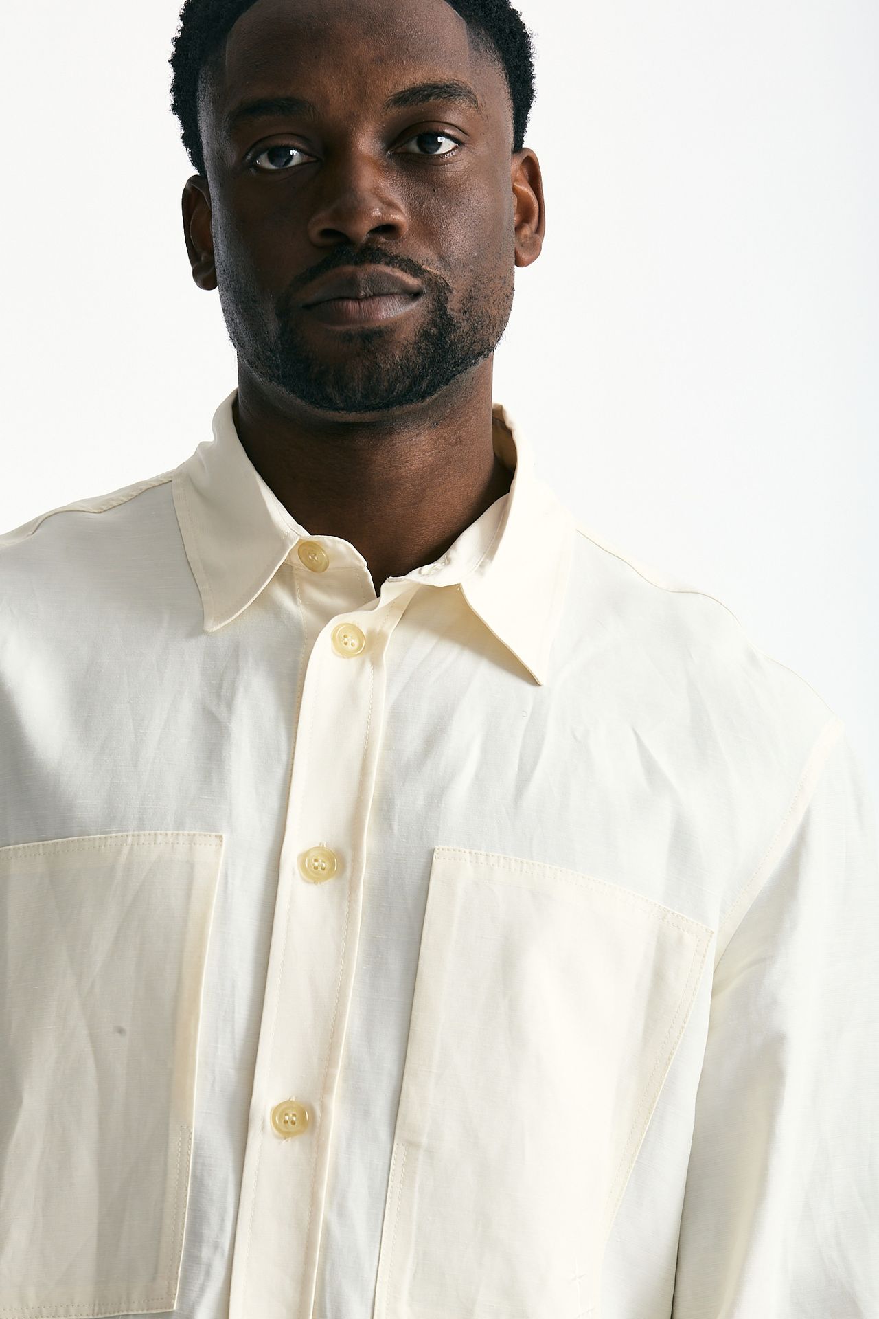 Camicia in viscosa e lino panna uomo Laneus - 6