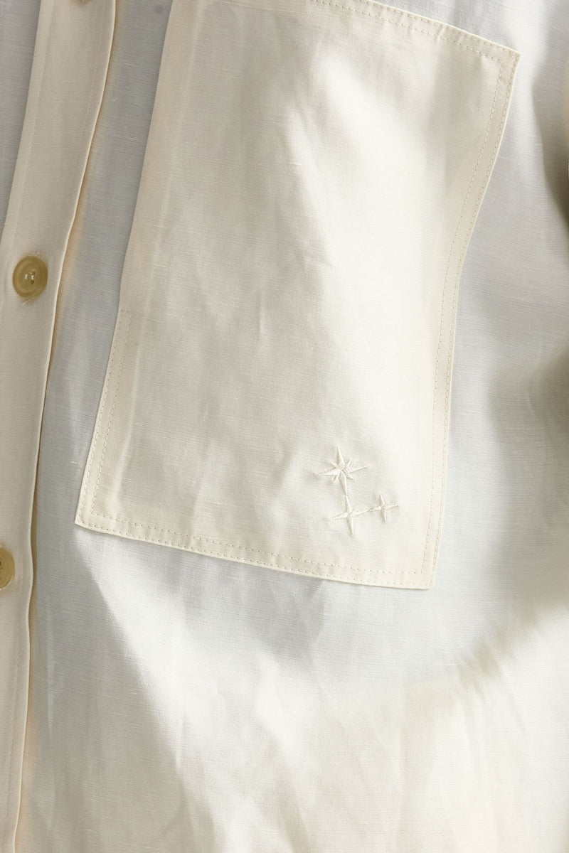 Camicia in viscosa e lino panna uomo Laneus - 7
