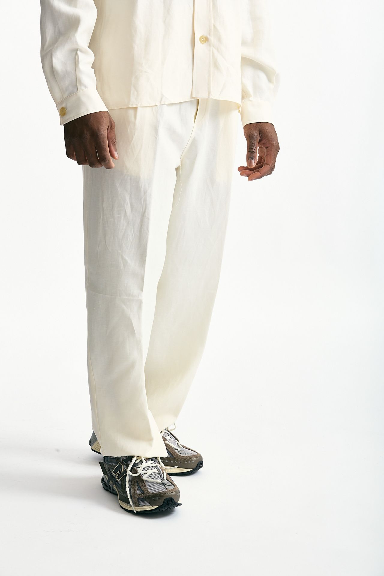 Pantalone in viscosa e lino panna uomo Laneus - 1