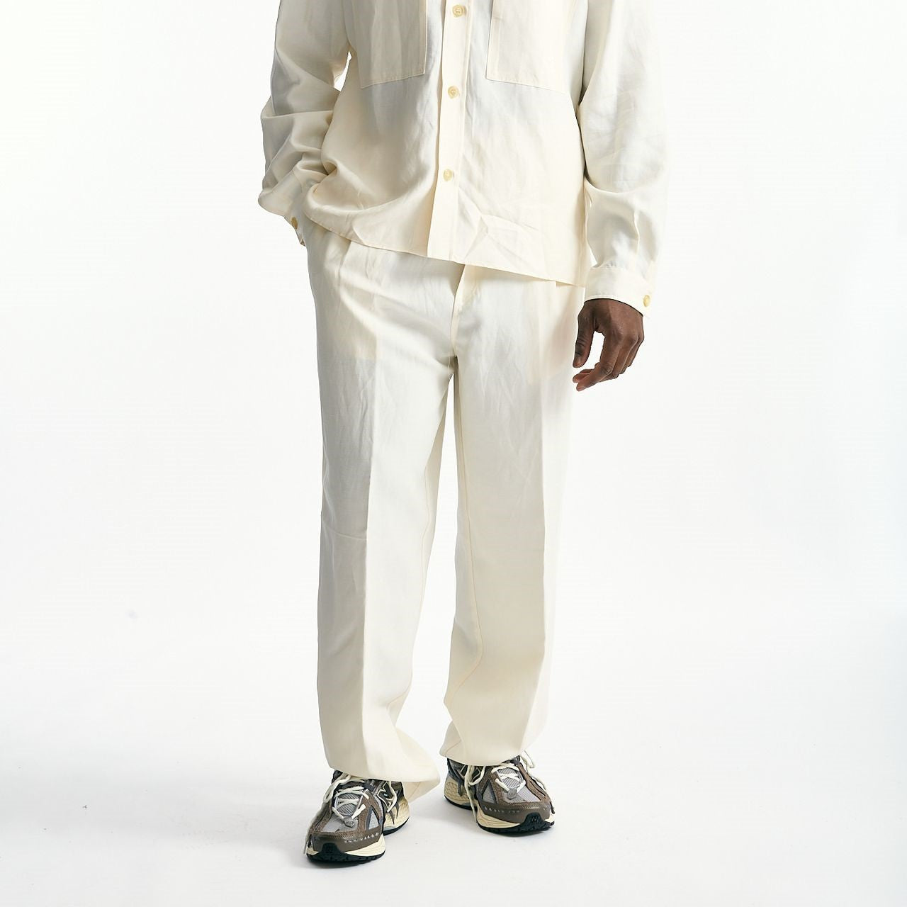 Pantalone in viscosa e lino panna uomo Laneus - 8