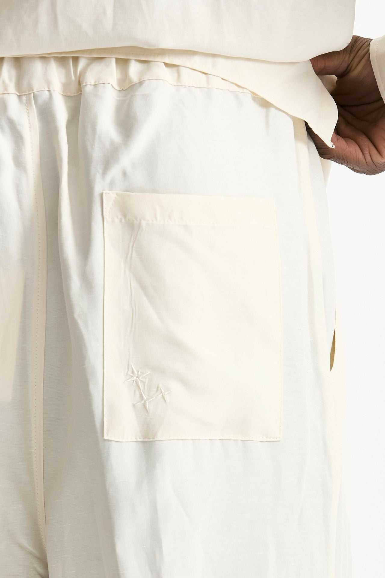 Pantalone in viscosa e lino panna uomo Laneus - 7