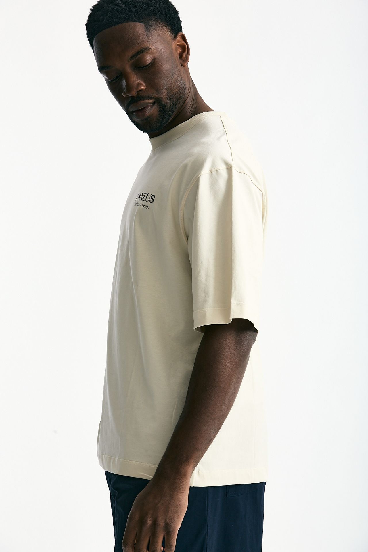 T-shirt con stampa in cotone panna uomo Laneus - 3