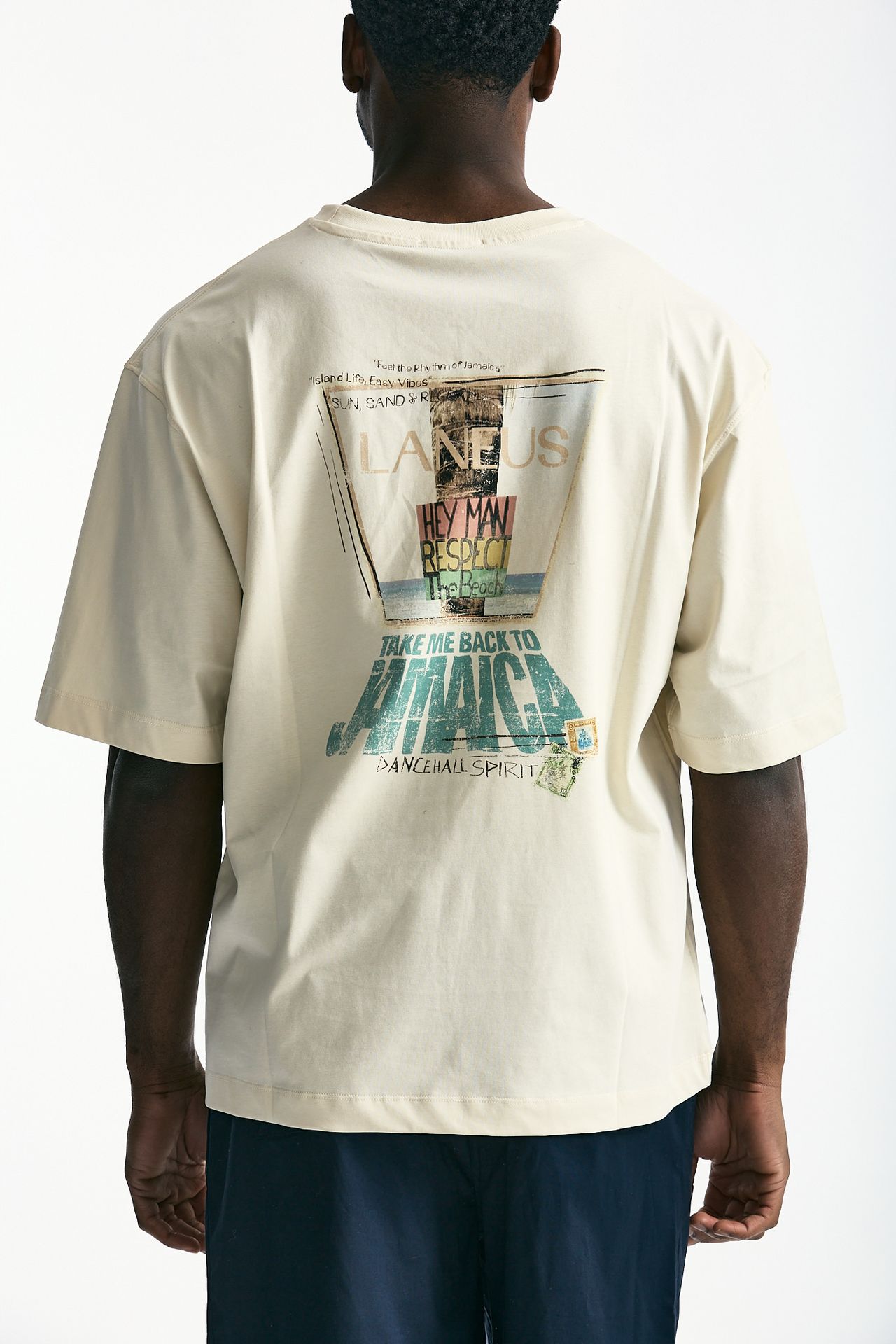 T-shirt con stampa in cotone panna uomo Laneus - 1