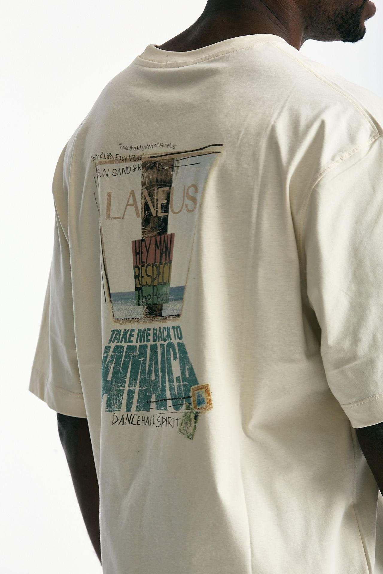 T-shirt con stampa in cotone panna uomo Laneus - 4