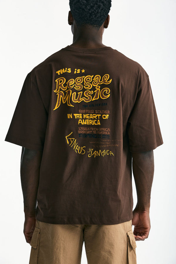 T-shirt con stampa in cotone marrone uomo Laneus