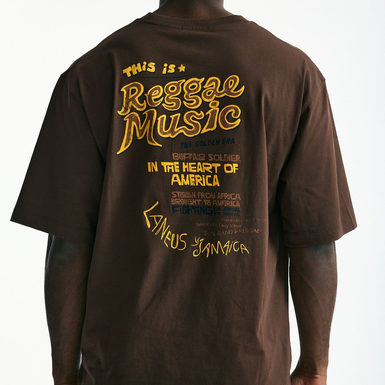T-shirt con stampa in cotone marrone uomo Laneus - 6