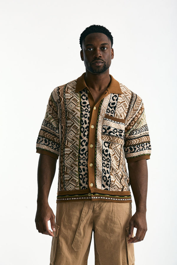 Maglia in cotone e poliestere fantasia uomo Laneus