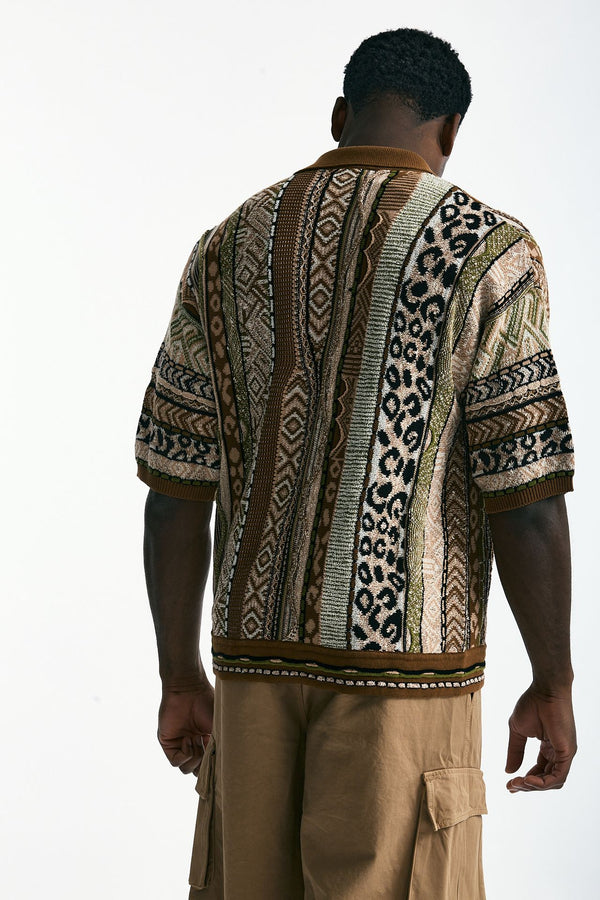 Maglia in cotone e poliestere fantasia uomo Laneus