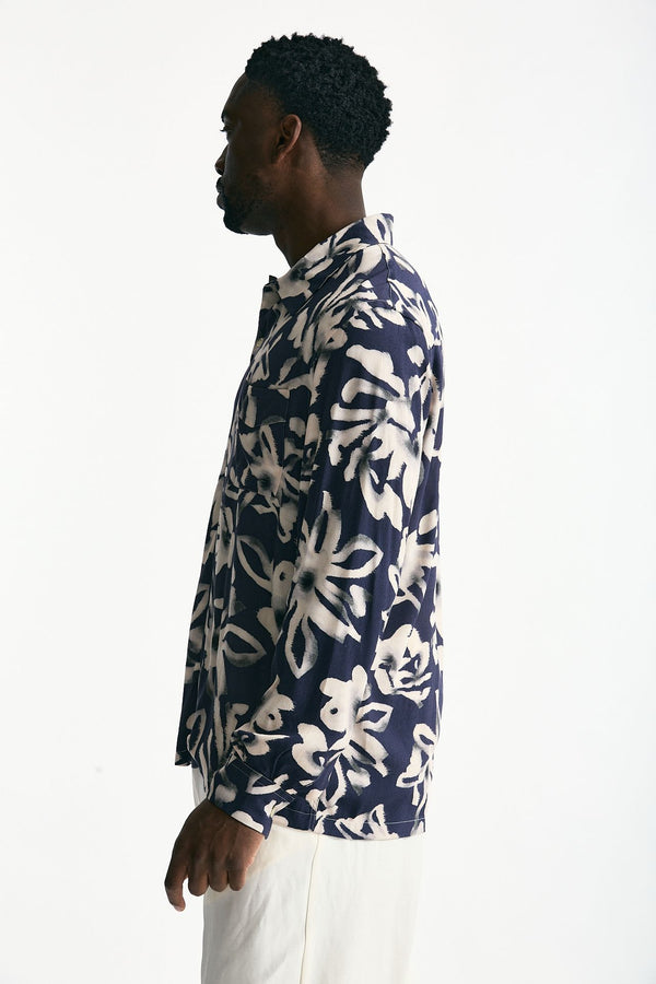 Camicia in viscosa e lino fantasia uomo Laneus