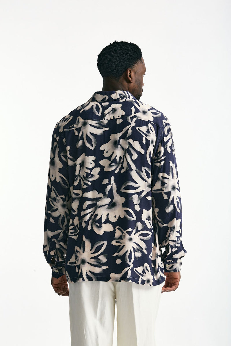 Camicia in viscosa e lino fantasia uomo Laneus - 3