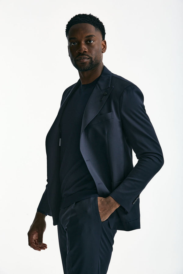 Abito monopetto in lana blu uomo Lardini