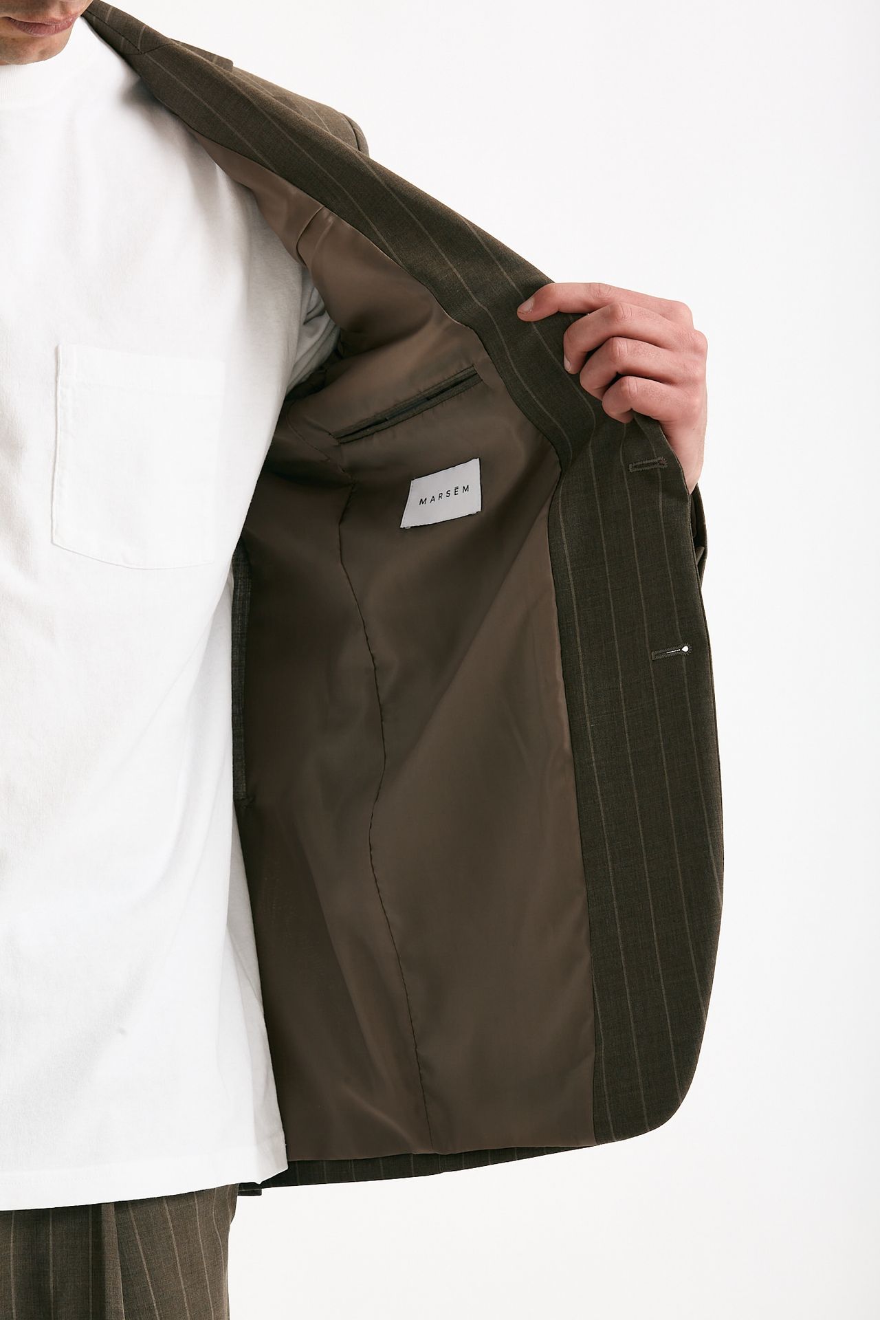 Giacca in lana ferma marrone gessato uomo Marsēm - 6