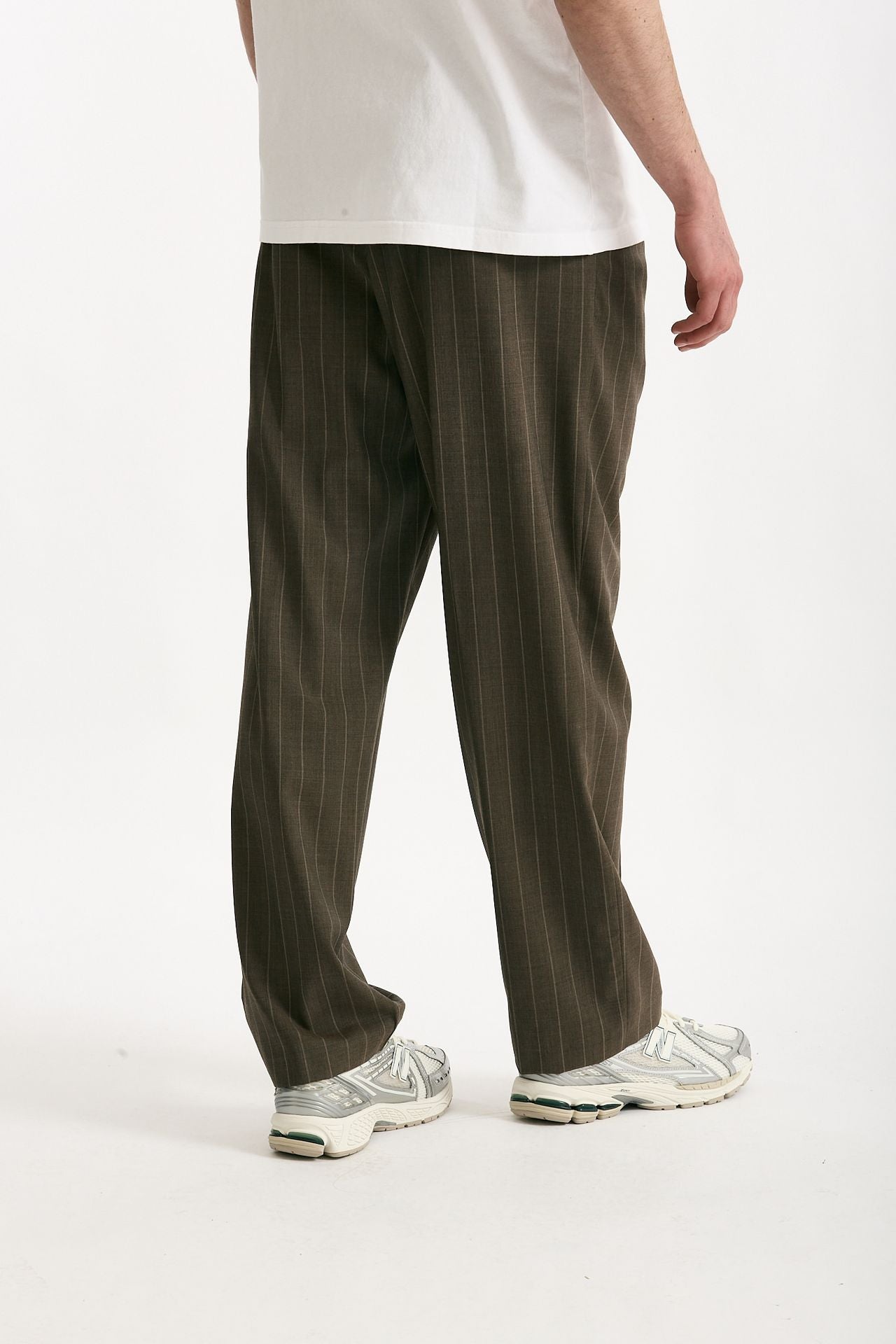 Pantalone lana ferma marrone gessato uomo Marsēm - 4