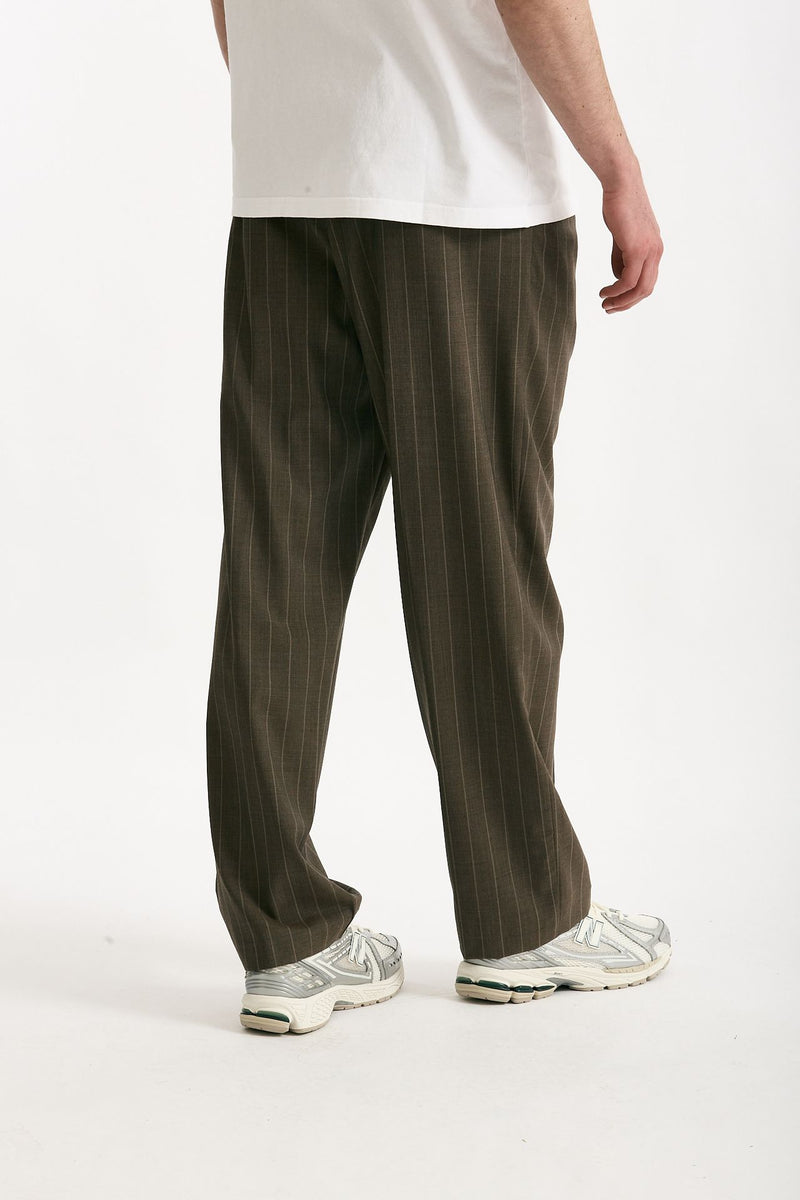 Pantalone lana ferma marrone gessato uomo Marsēm - 4