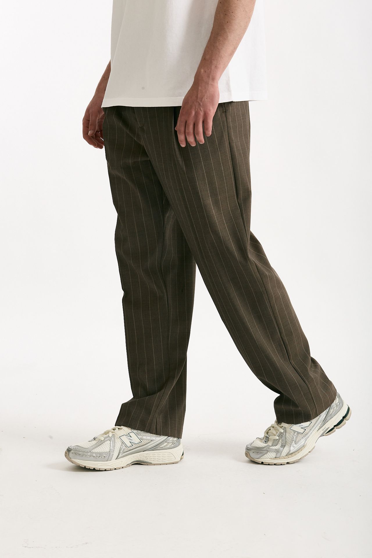 Pantalone lana ferma marrone gessato uomo Marsēm - 1