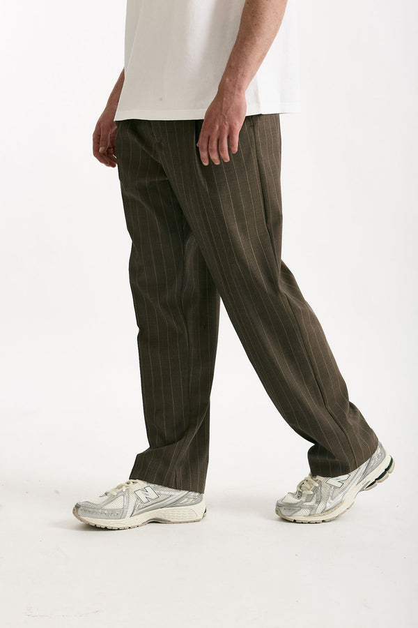 Pantalone lana ferma marrone gessato uomo Marsēm