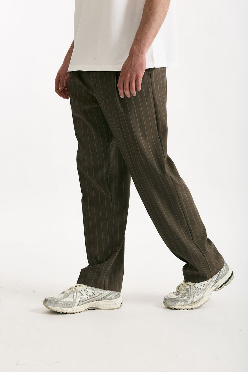 Pantalone lana ferma marrone gessato uomo Marsēm - 1