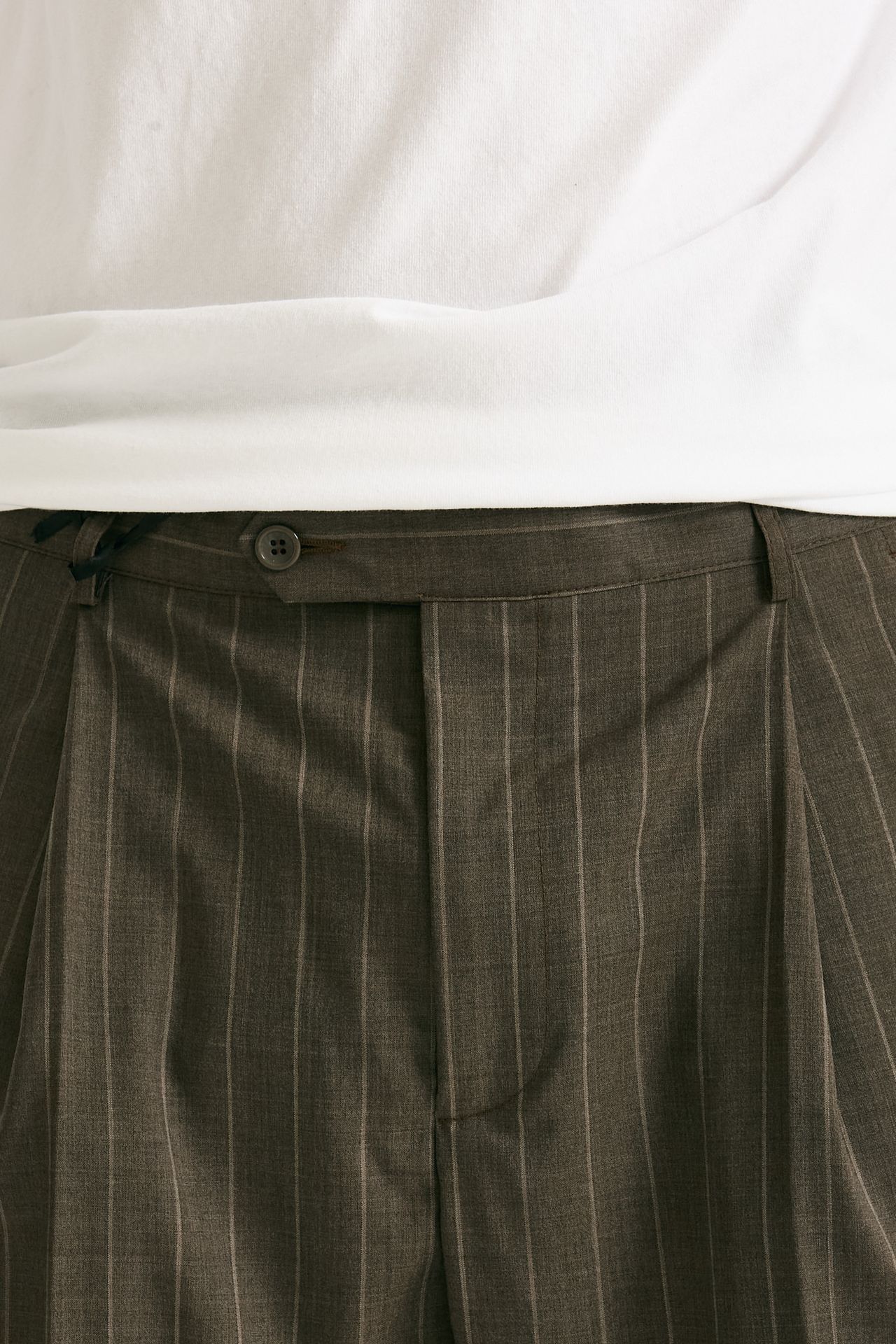Pantalone lana ferma marrone gessato uomo Marsēm - 5